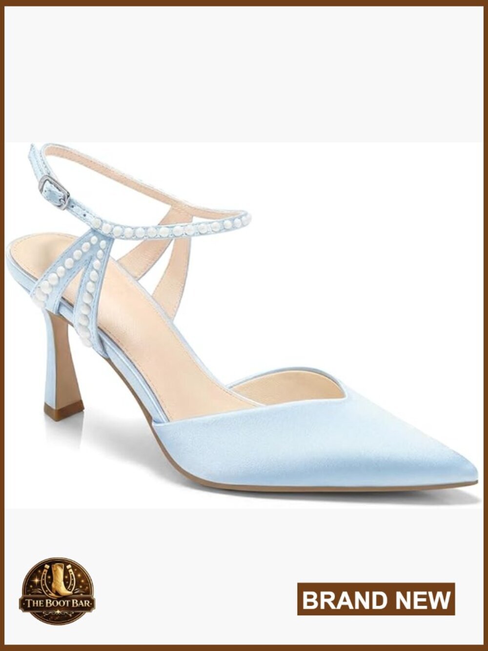 Women's Closed Pointed Toe Satin Pumps with Ankle Strap Wedding Party Shoes